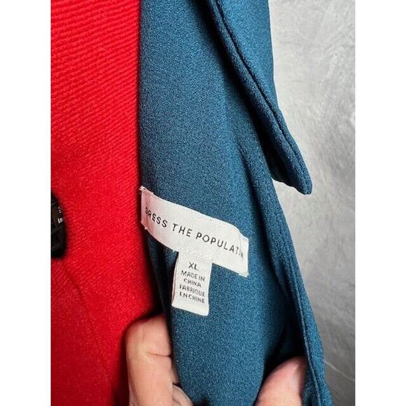 DRESS THE POPULATION Tiffany One-Shoulder Bow-Tie Midi Dress in Pine Size XL NWT - Picture 6 of 7